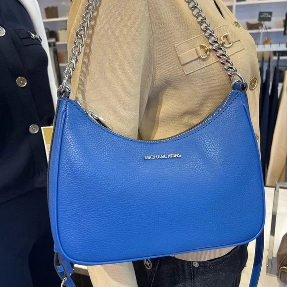 MICHAEL KORS Jet Set Lg Pebbled Convertible Crossbody Shoulder Pouchette XBODY - Picture 8 of 16